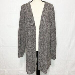 Arpeggio Knitwear Sz 3X Tan Black Duster Cardigan Sweater Open Front